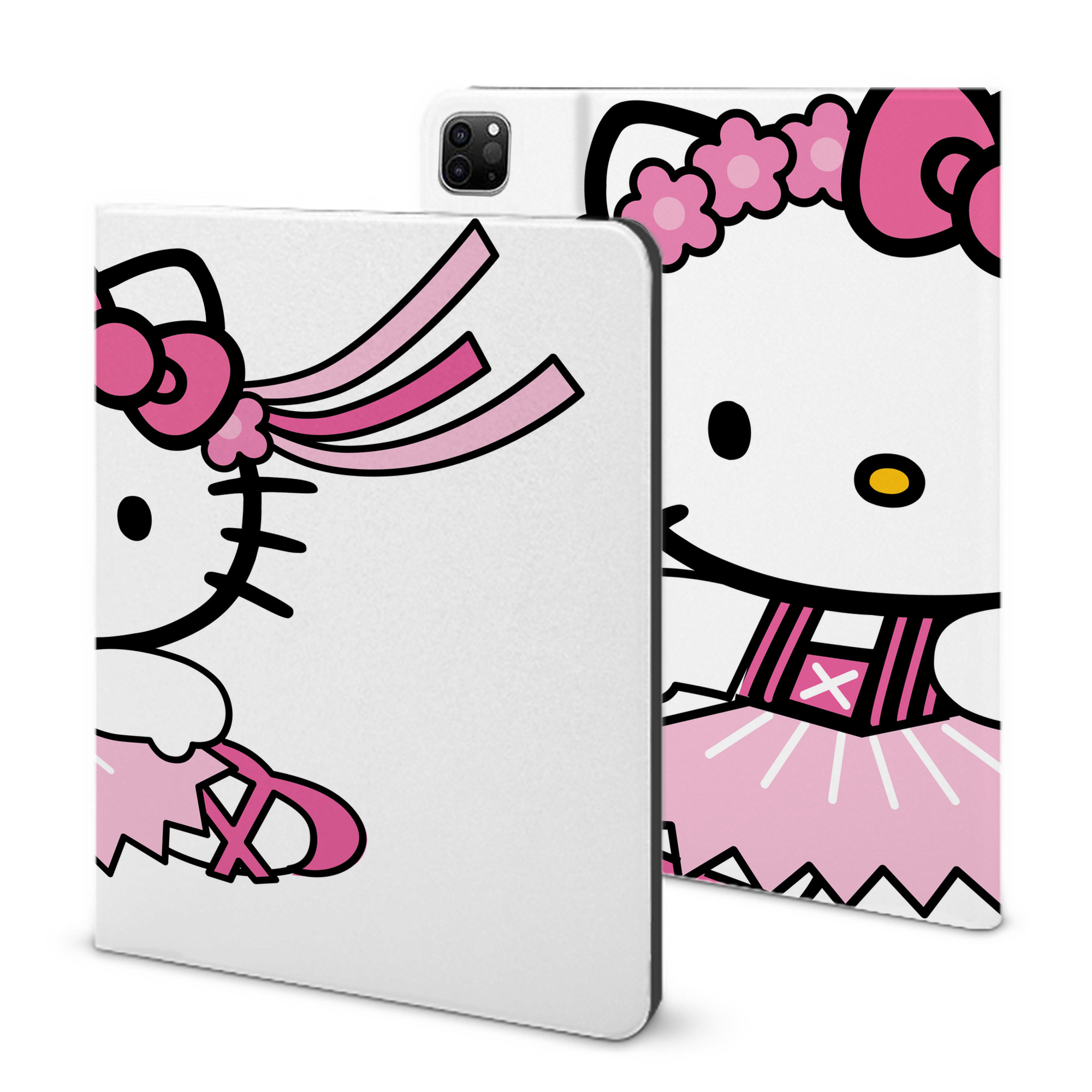 （画像用） Hello Kitty ハローキティ IPad ケース ブック型 PUレザー TPU 耐衝撃 軽量 薄型 ペン収納なし 全面保護 IPad 各モデル対応